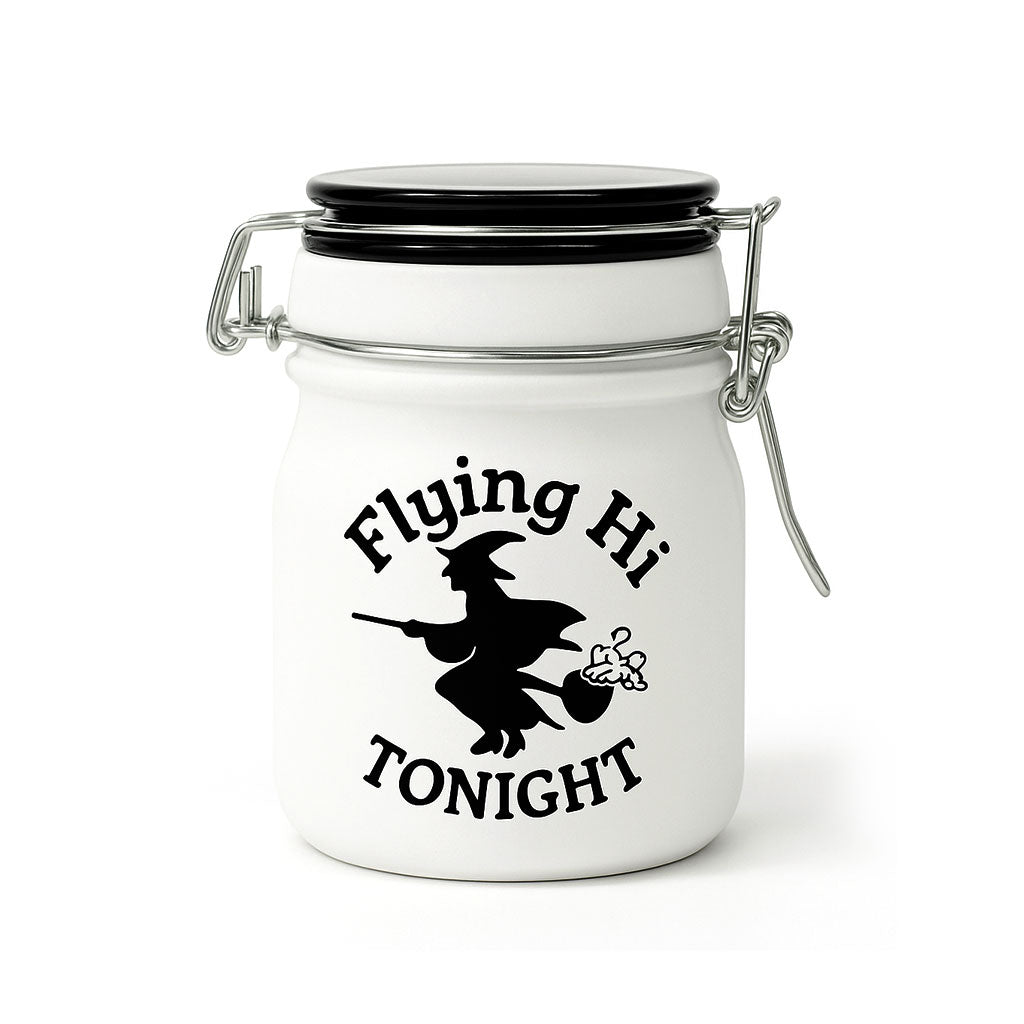 Flying Hi Tonight Frosted Glass Stash Jar With Clamp Lid