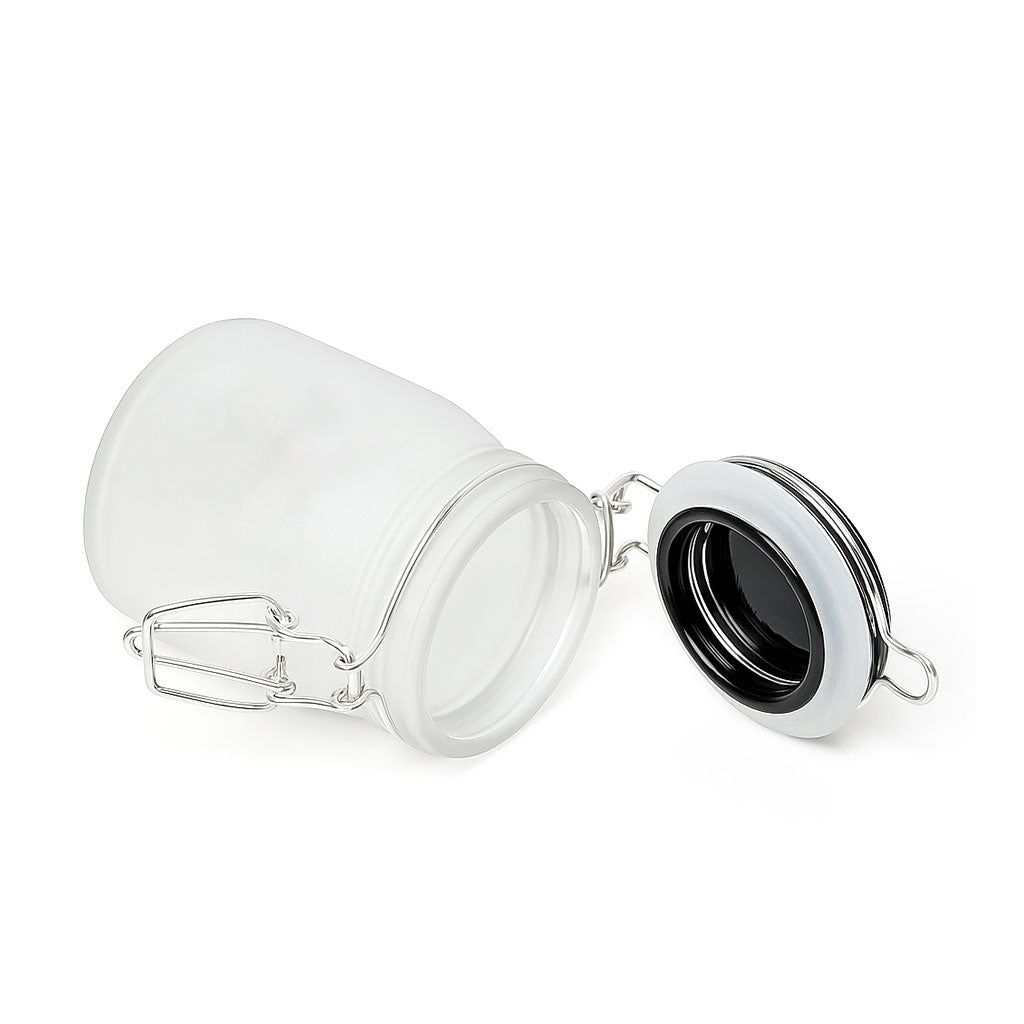 Flying Hi Tonight Frosted Glass Stash Jar With Clamp Lid