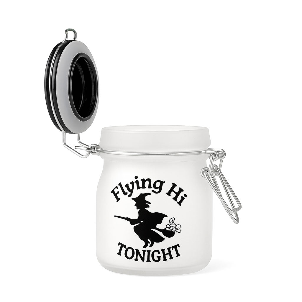 Flying Hi Tonight Frosted Glass Stash Jar With Clamp Lid