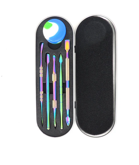 Stainless Steel Dabbers Set With Silicone & Tin