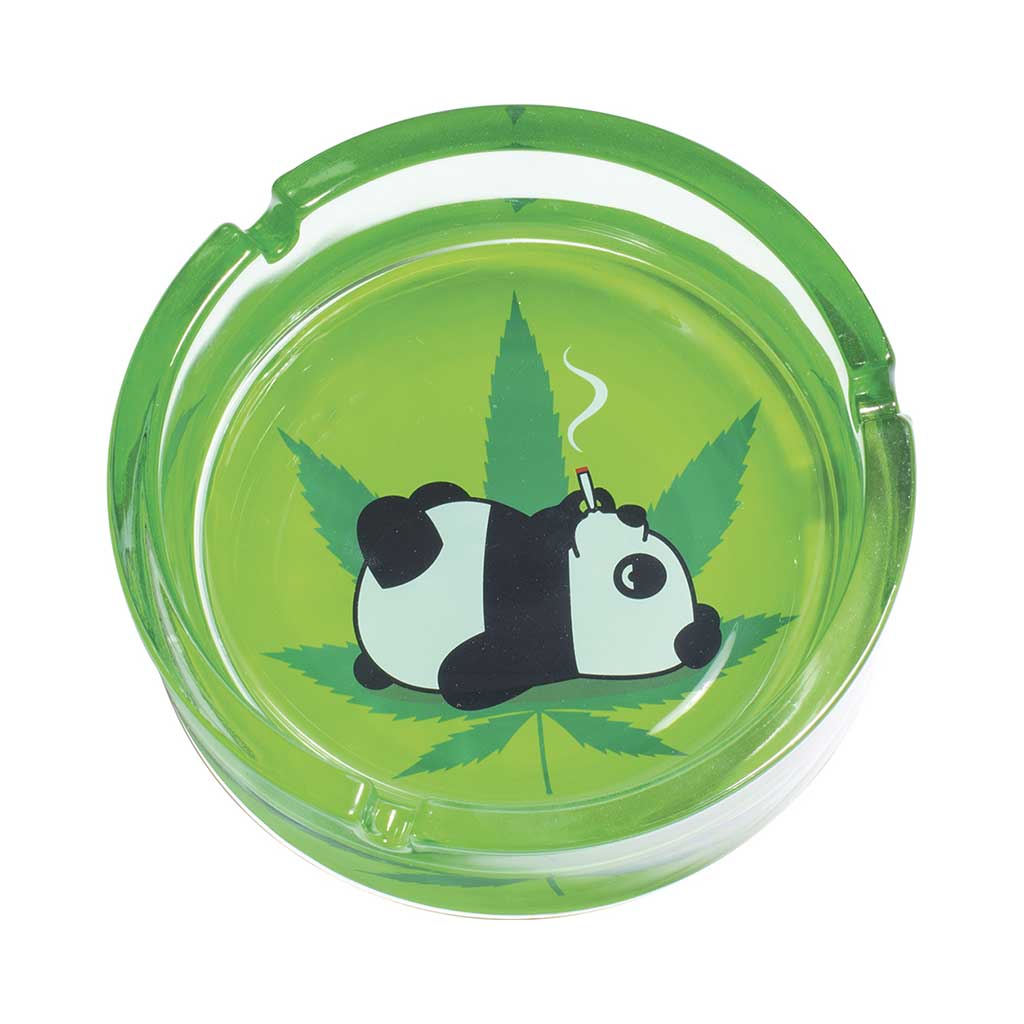 Toking Panda Leaf Glass Ashtray