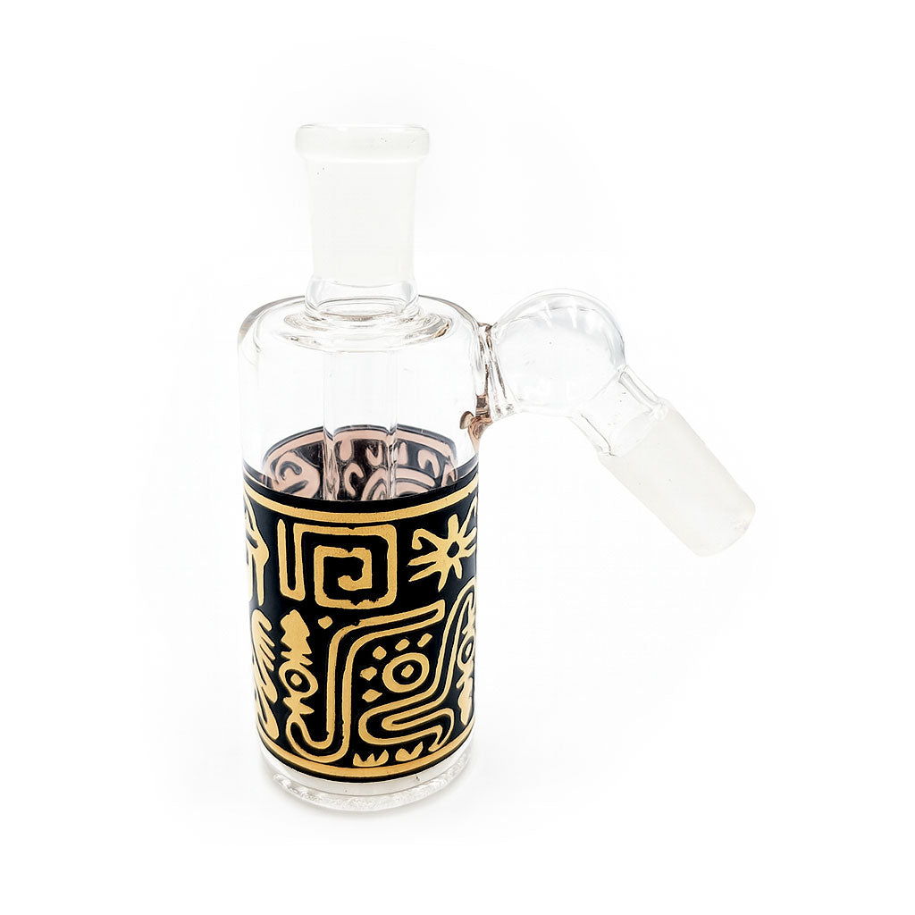 Tribal Print Ash Catcher With Showerhead Perc 14Mm Male 45° Angle