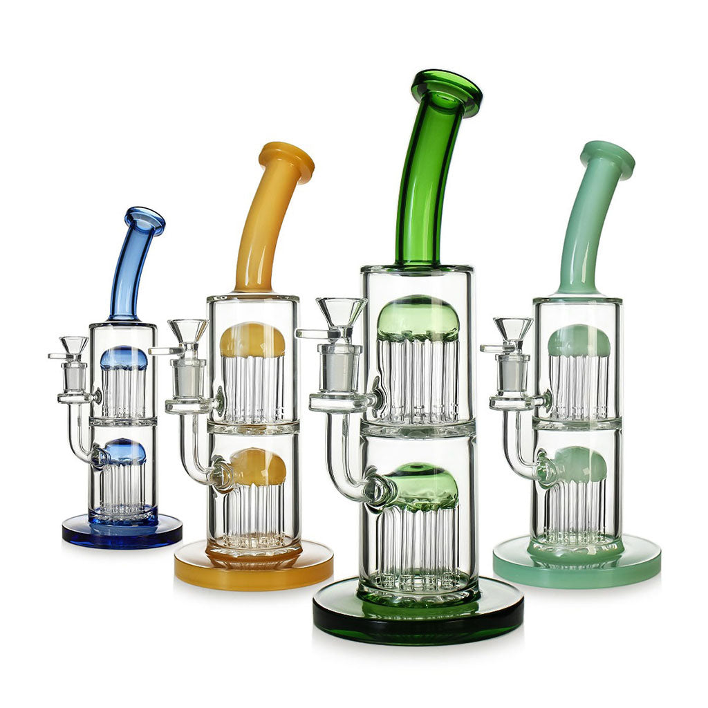 Double Tree Perc Bent Neck Bong
