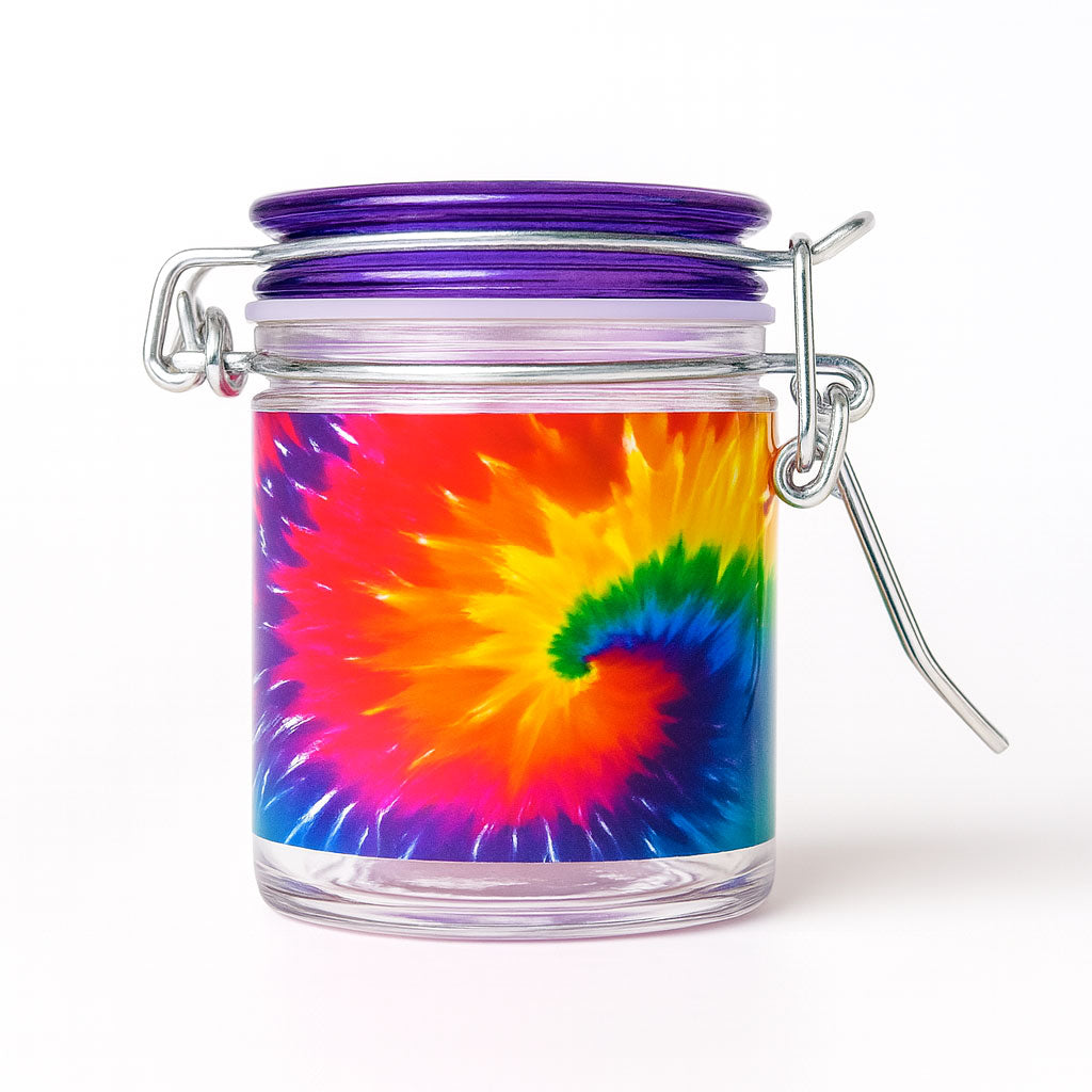 Airtight Glass Tie-Dye Storage Container With Locking Lid