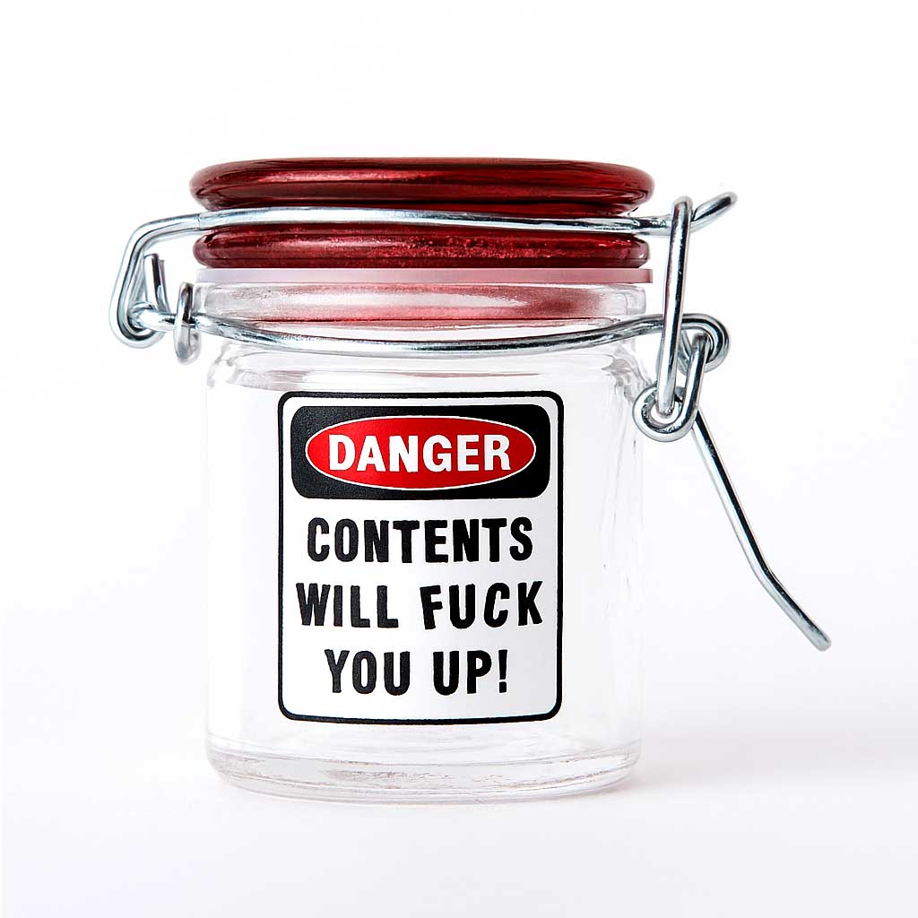 Airtight Glass Herb Jar - Contents Will Fuck You Up!