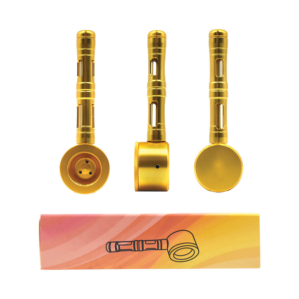Flat Chamber Aluminum Glass Smoking Pipe