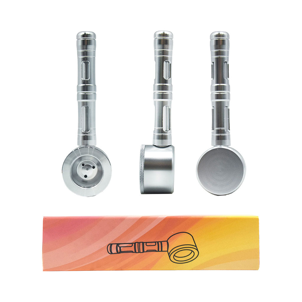 Flat Chamber Aluminum Glass Smoking Pipe