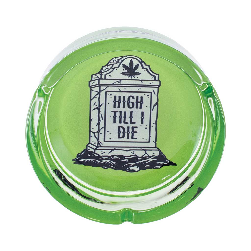 Green High Til I Die Glass Ashtray