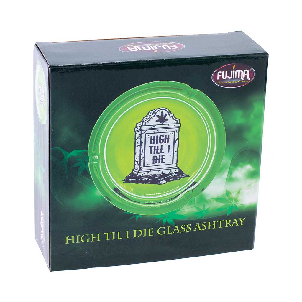 Green High Til I Die Glass Ashtray