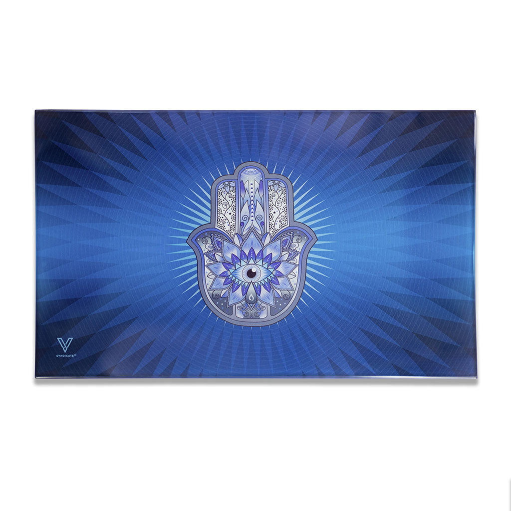 Hamsa Blue Glass Tray (Med)