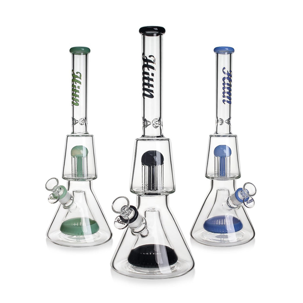 Hittn 8-Arm Tree & Pyramid Double Perc Beaker Bong