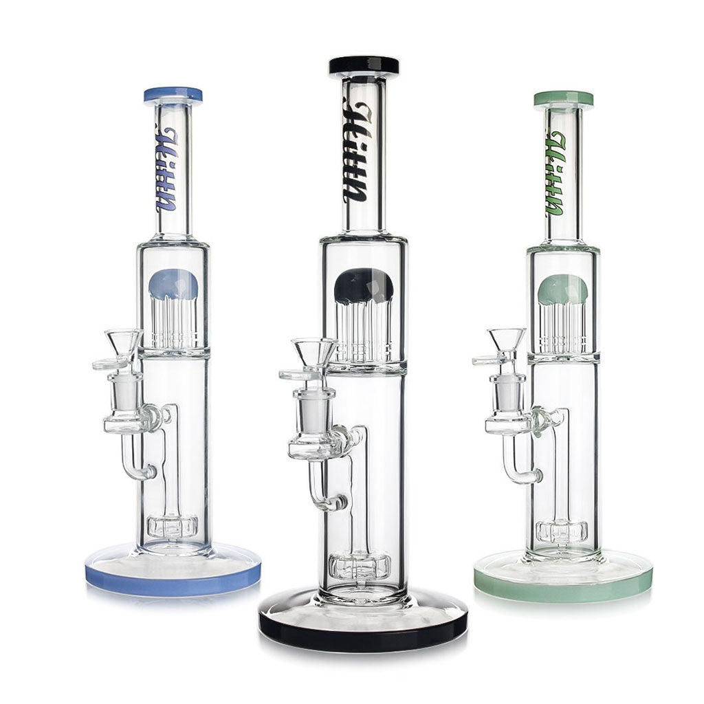 Hittn Double Chamber Showerhead & Tree Arm Perc Straight Bong