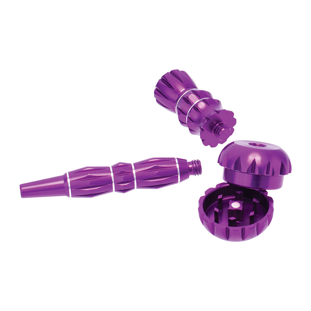 Aluminum Ribbed Smoking Pipe With Grinder