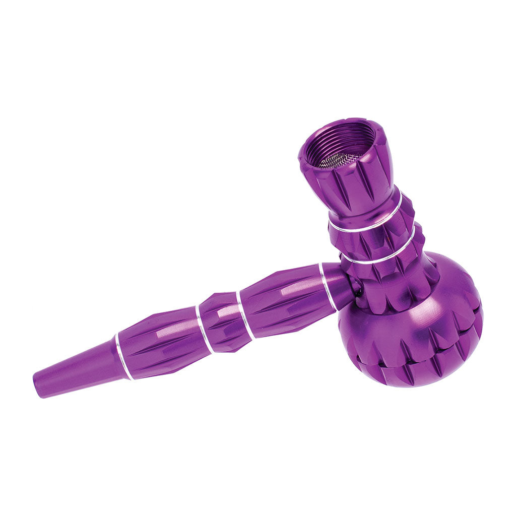 Aluminum Ribbed Smoking Pipe With Grinder