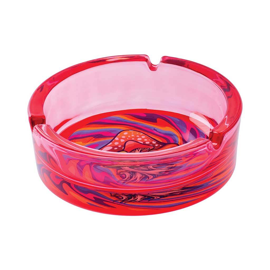 Red Trippy Mushroom Glass Ashtray