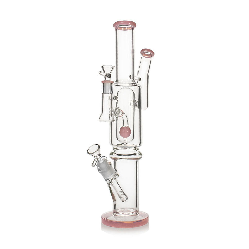 Sphere Perc Double Bowl Glass Bong With Side Arm Recycler