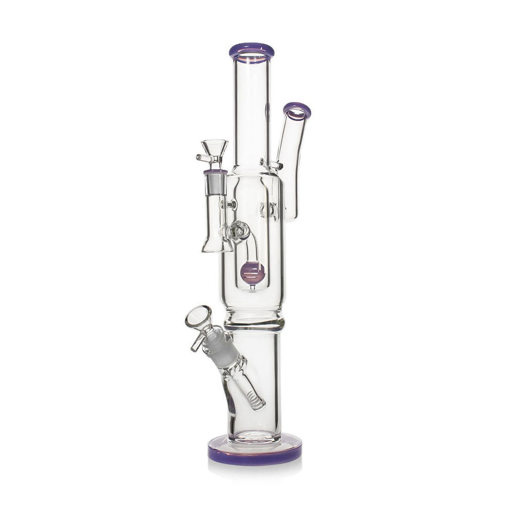 Sphere Perc Double Bowl Glass Bong With Side Arm Recycler