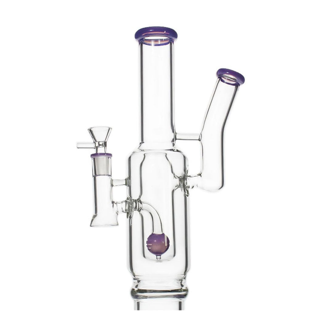 Sphere Perc Double Bowl Glass Bong With Side Arm Recycler