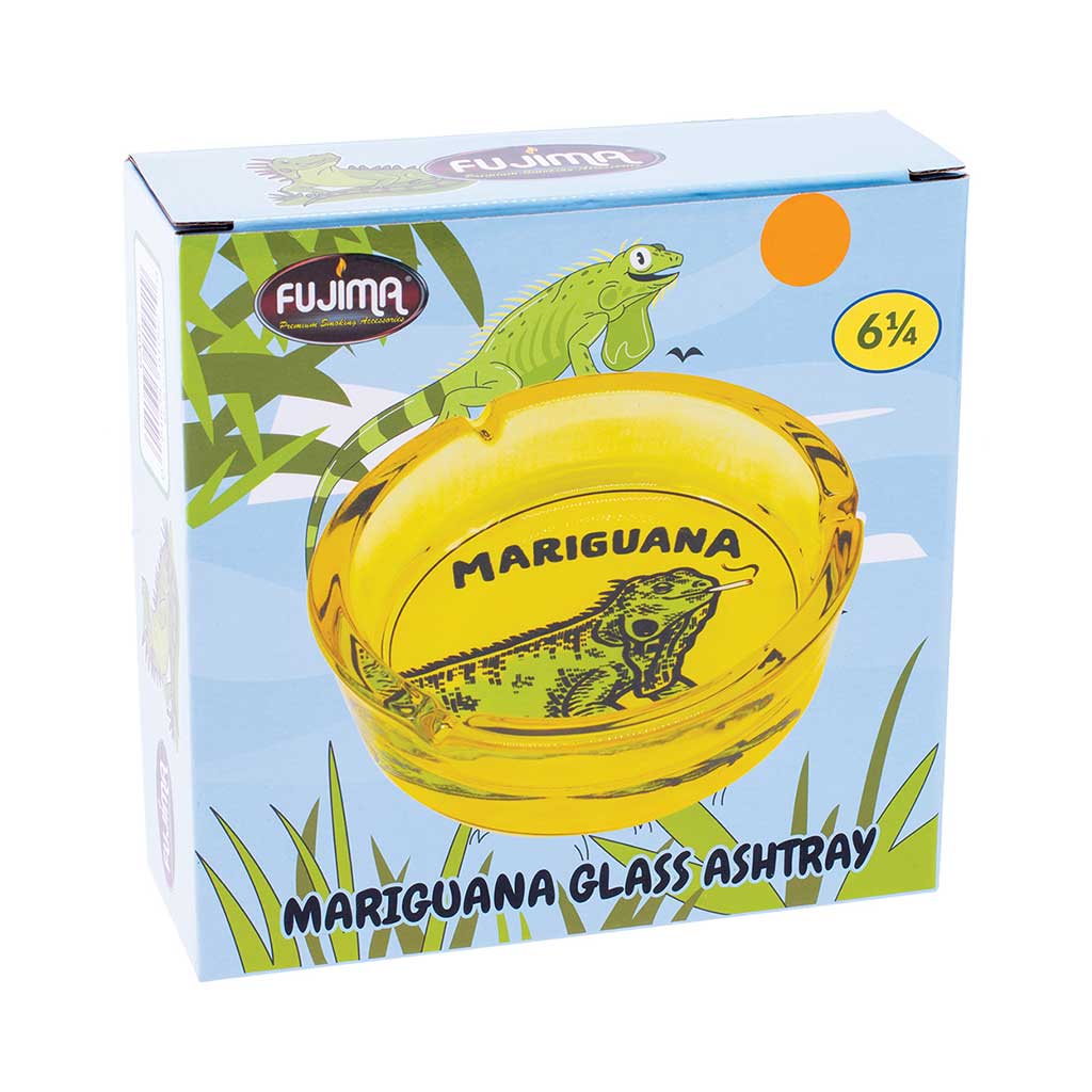 Yellow Mariguana Glass Ashtray